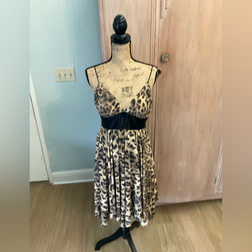 NWT Vintage Cache leopard print silk fairy dress vintage Y2K midi animal 12